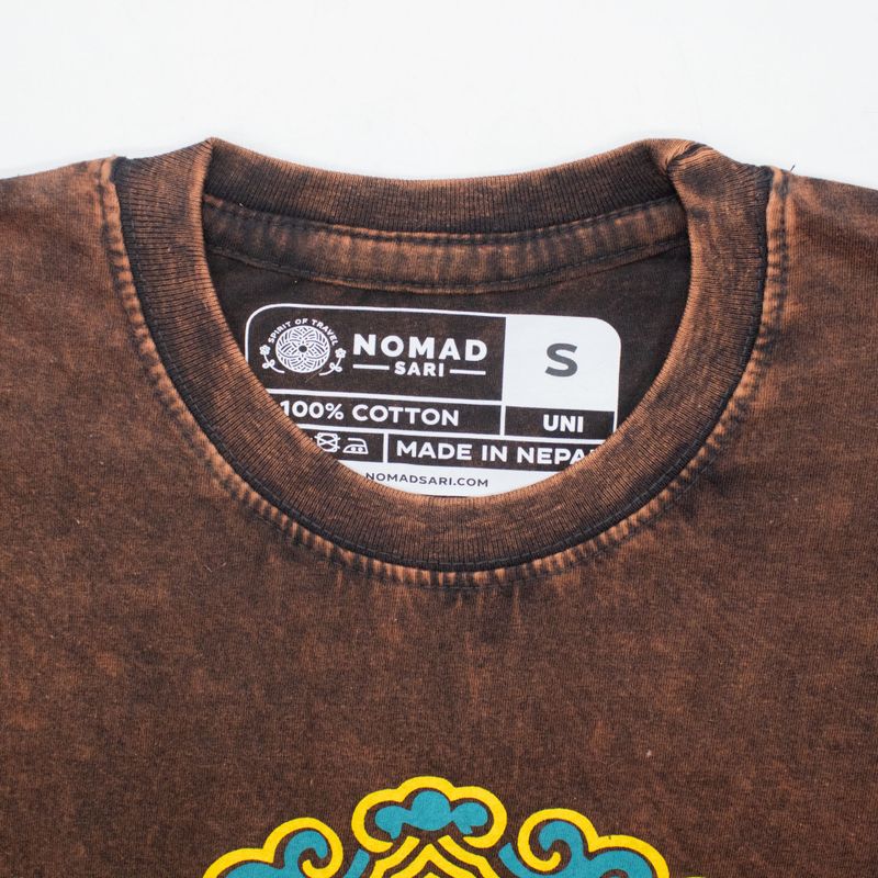 Nomad Sari Camiseta de algodón lavado a piedra - Sol y Zodiaco - Marrón - Talla S