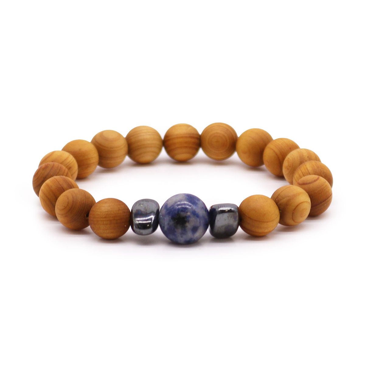 Pulseira de Cedro - Chakra da Garganta - Sodalita