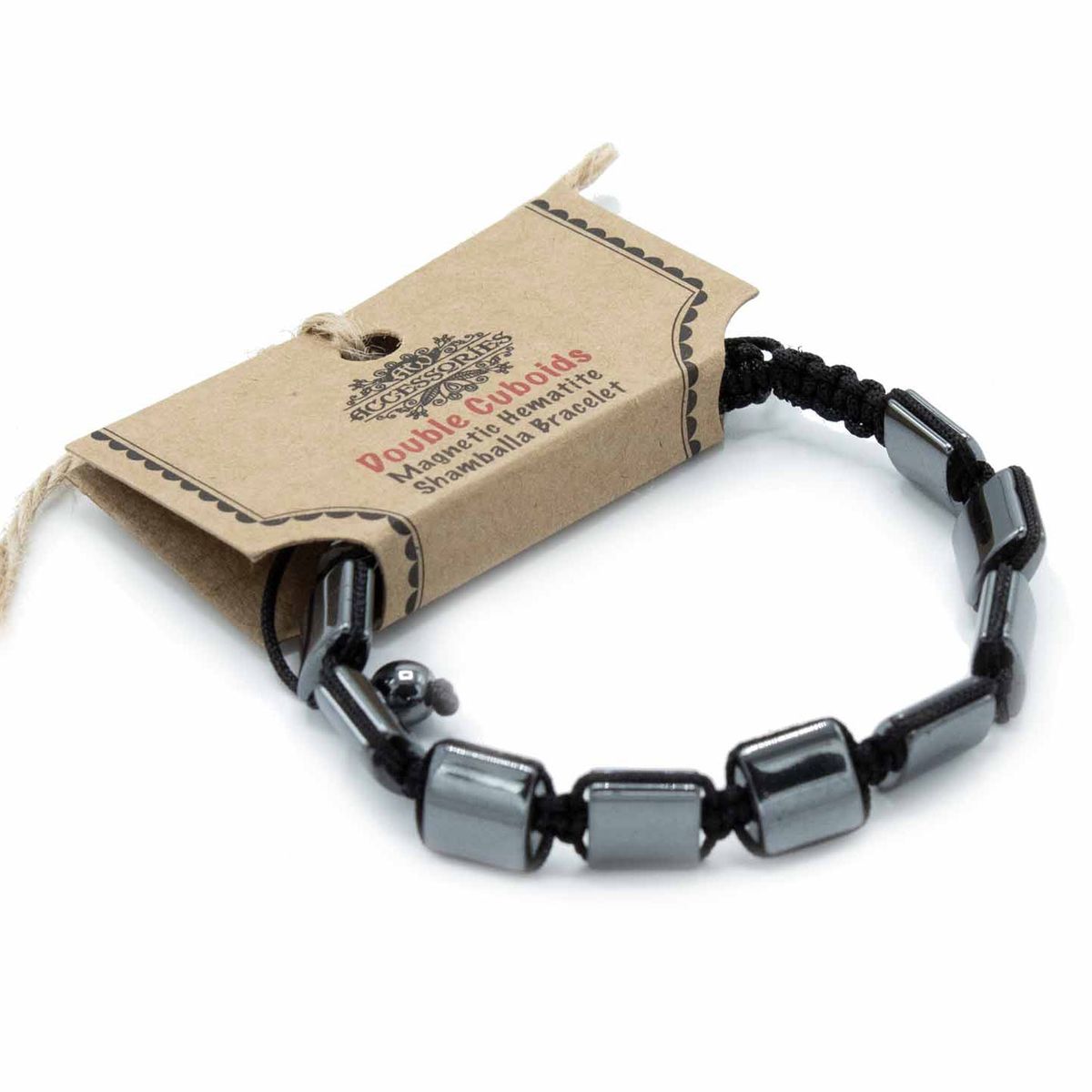 Pulseira Magnética Shamballa de Hematite -  Cuboides Duplos