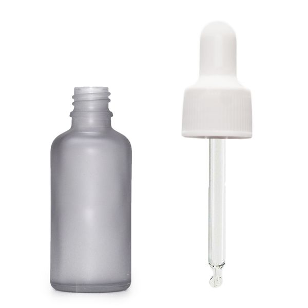 Mat Siva Staklena Bočica s Bijelom Pipetom 10ml