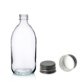 Sticlă pentru Medicamente din Sticlă Transparentă de 150 ml cu Capac din Aluminiu Negru