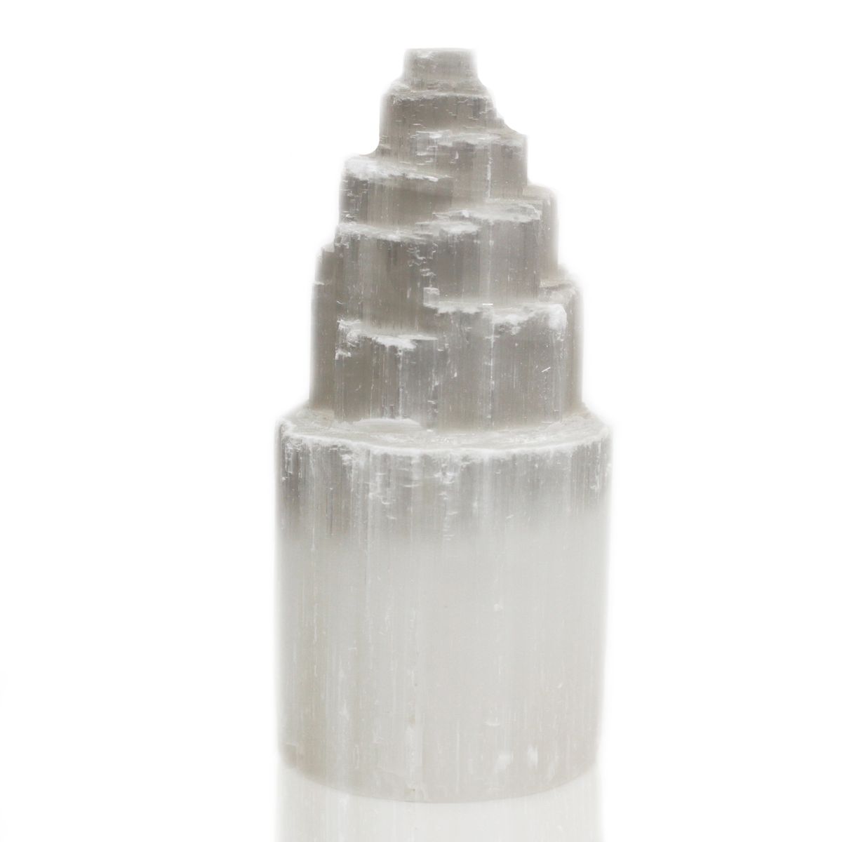 Candeeiro natural de selenita em forma de torre - 20 cm