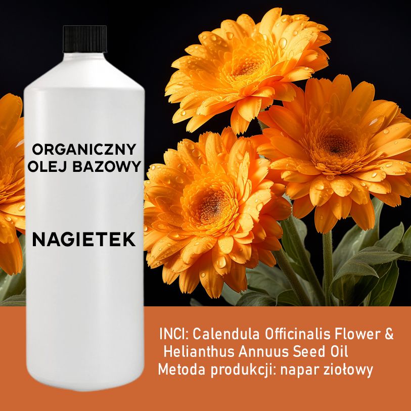 Organiczny Olej Bazowy z Nagietka 1 litr