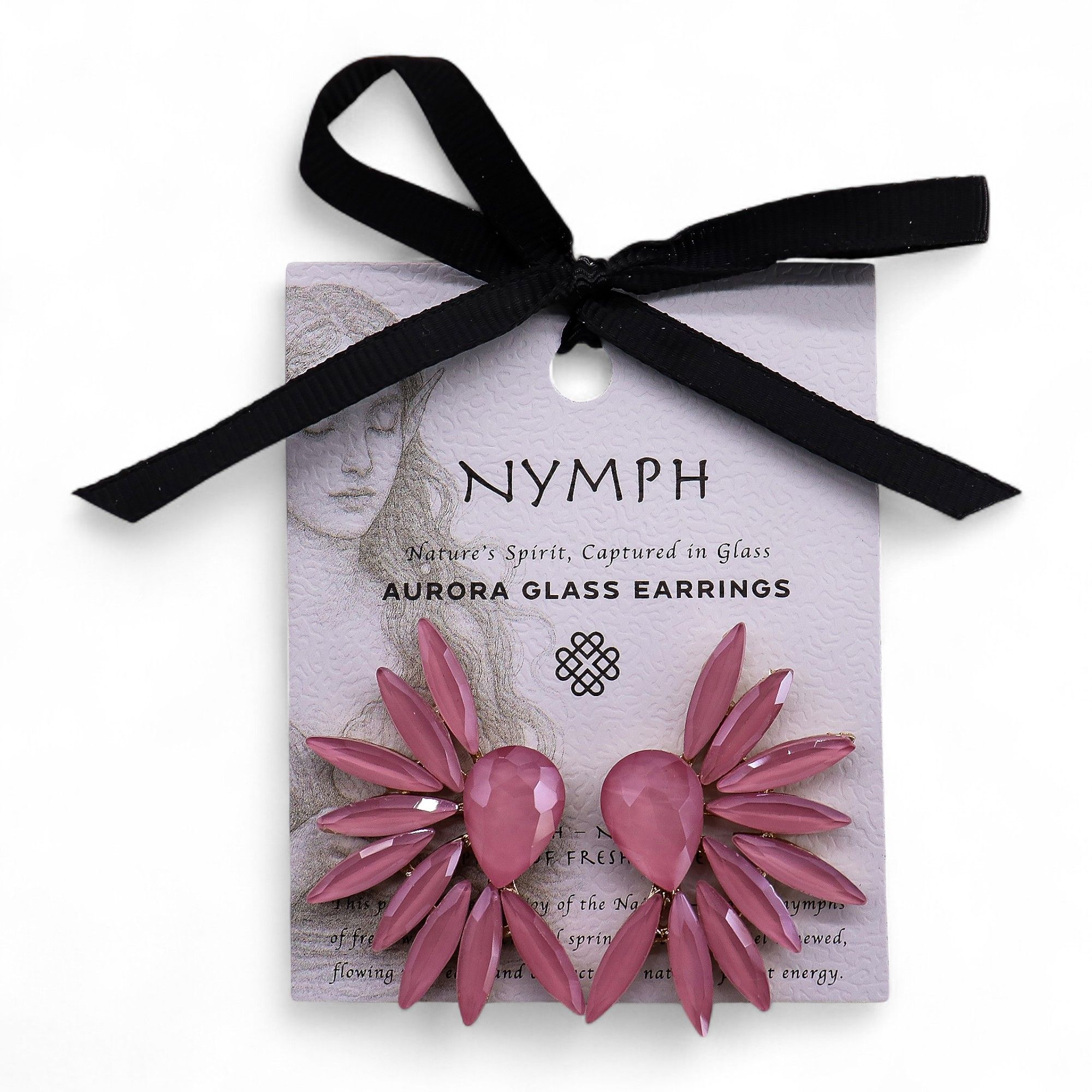 Brincos de Vidro Vintage - Asas de Anjo - Rosa