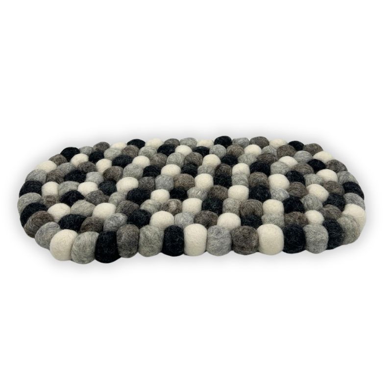 Centre de table Ovales en Boules de Feutre – 38x18 cm Gris Multicolores