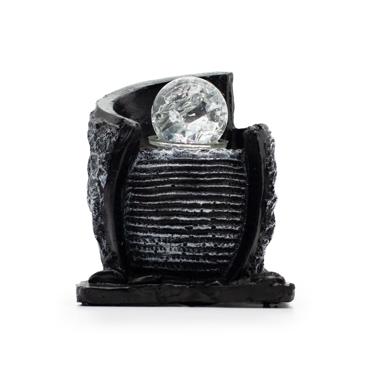 Fonte decorativa de mesa - 15x13x20 cm - Recipiente de água e bola de cristal