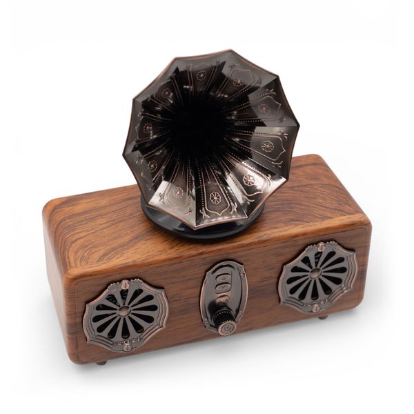 Altavoz de gramófono doble mini retro - Bluetooth - 5,4 vatios x 2