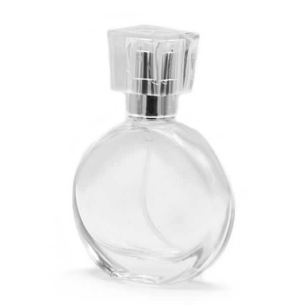 Frasco Oval de 50 ml - Spray e Tampa Prateados de Cristal