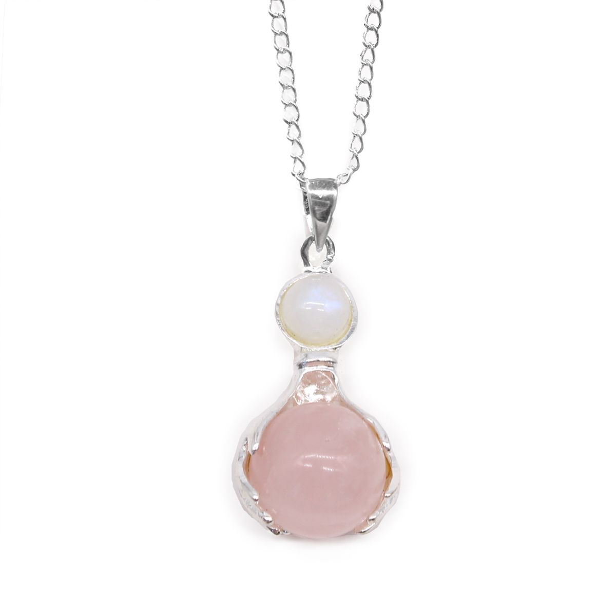 Colar com Mãos Curativas de Pedras Preciosas - Quartzo Rosa
