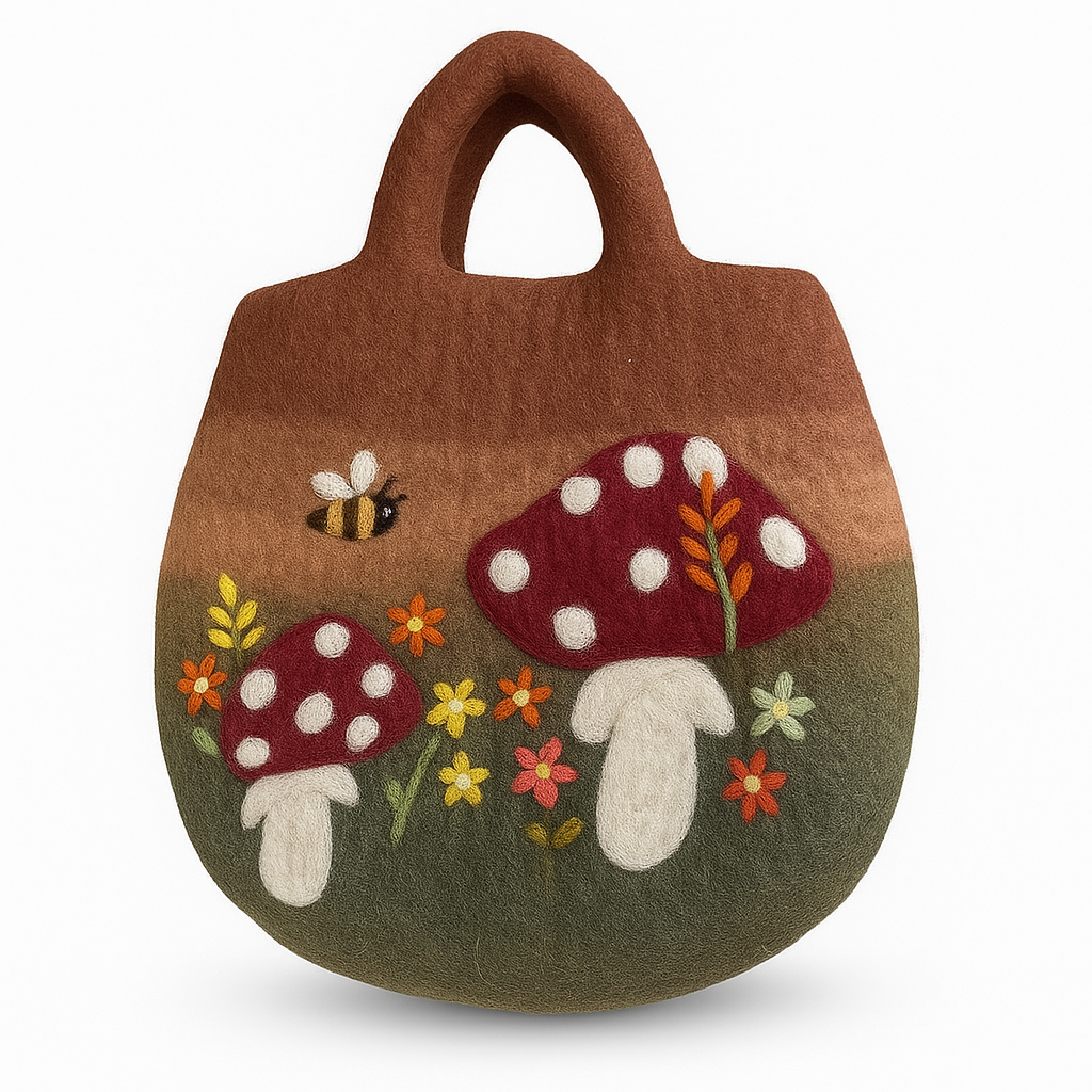 Saco de feltro para jardim de cogumelos - 35 x 27 cm