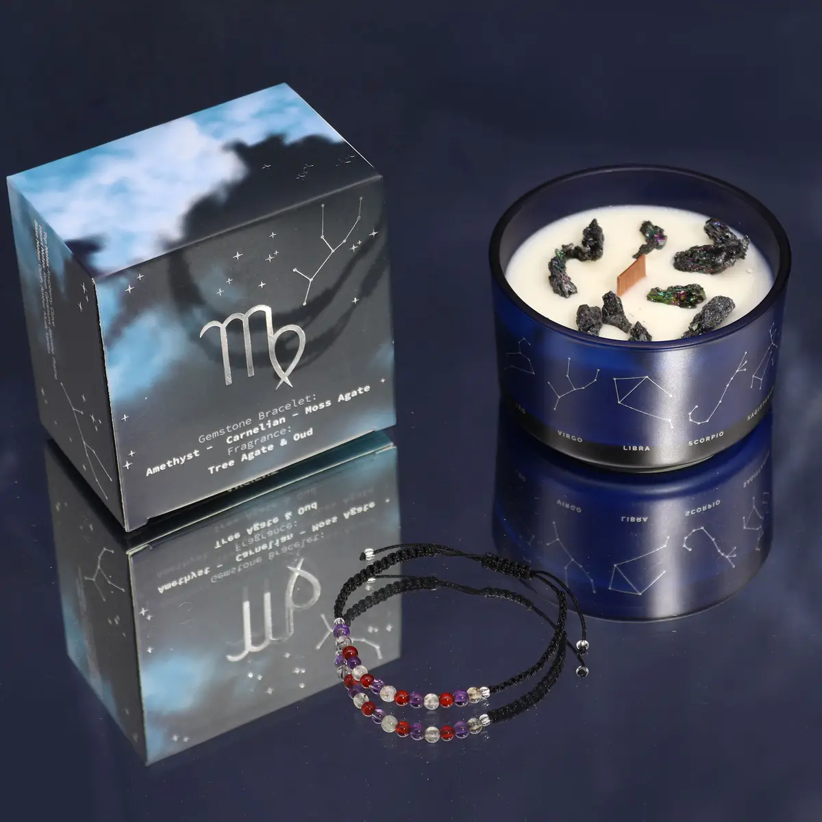 Zodiac Crystal Candle with Gemstone Bracelet - Virgo — Candles · GlowDuty apothecary