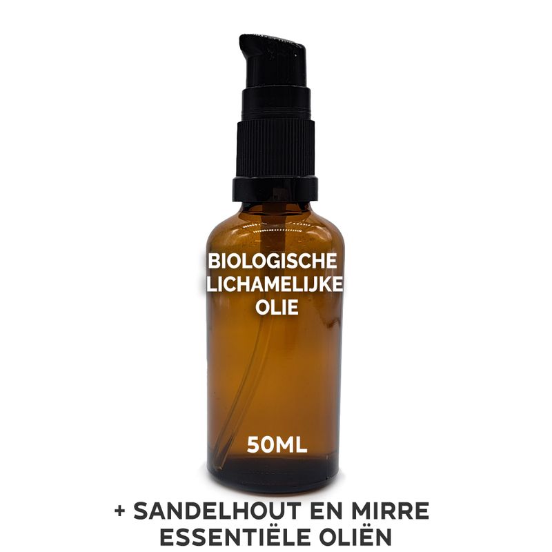 Huile Corporelle Bio 50ml - Bois de santal et myrrhe - Sans étiquette