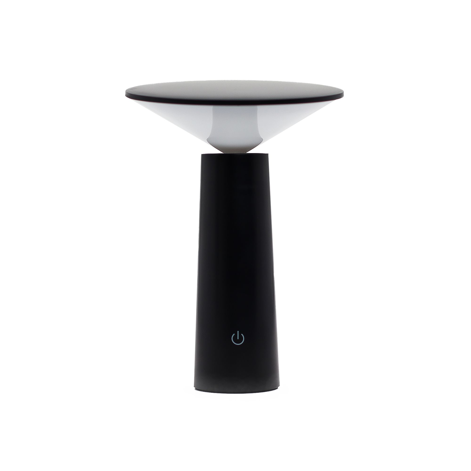 Black Metal Mushroom Touch Table Lamp - USB-C Rechargeable LED - Adjustable Brightness