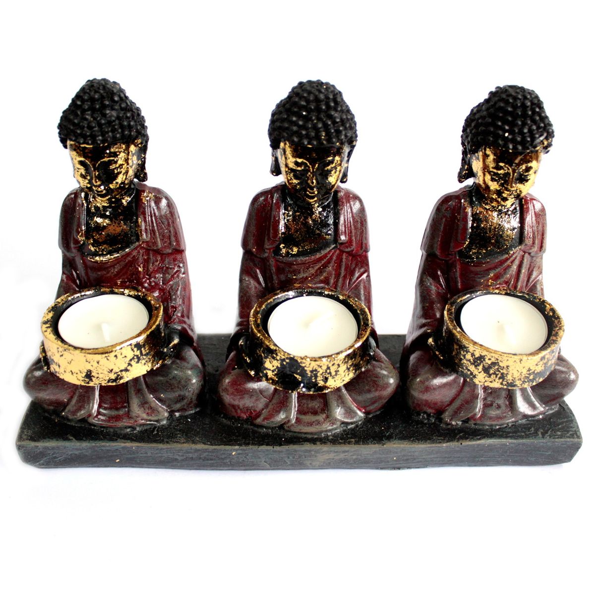 Buda antigo - suporte para velas com três devotos