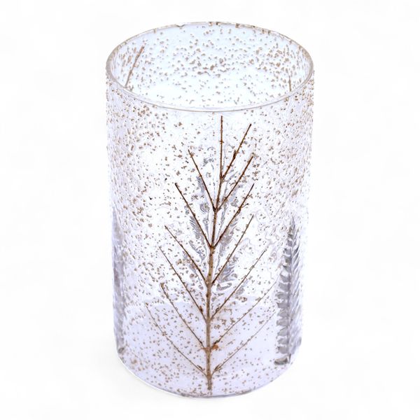Portavelas de Vidrio floral natural - Jarrón alto - pino (19x11cm)