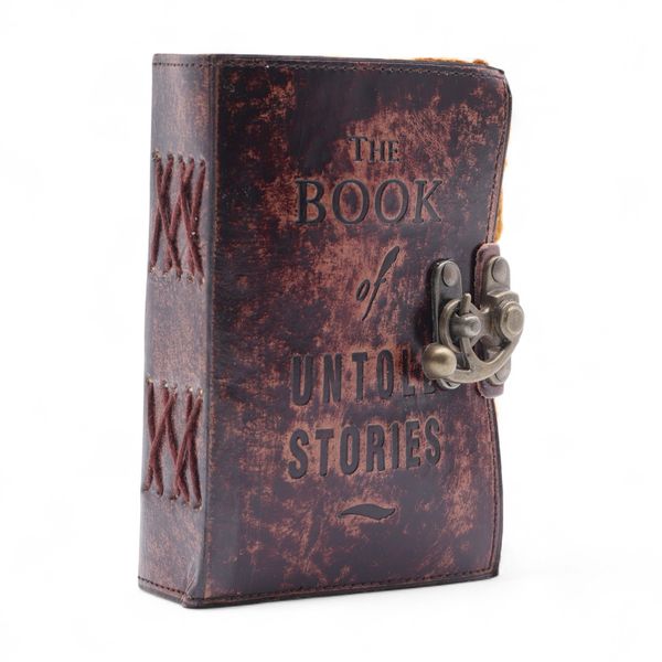 Fat Deckled Leather Notebook – The Book of Untold Stories – 15x10 cm