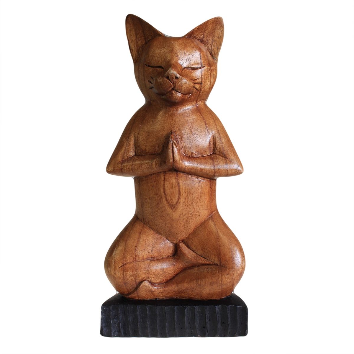 Gato de ioga esculpido à mão - Lótus