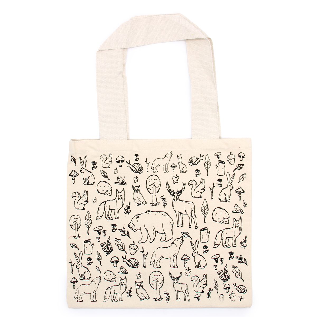 Sacos de compras grandes em algodão - 38x42 cm - Vida selvagem - 280 g