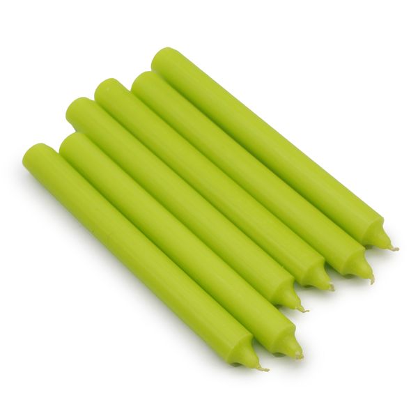 Bulk Solid Colour Dinner Candles - Rustic Lime Green - Pack of 100
