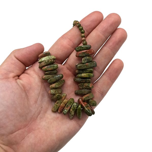 Collier de Gemmes Longues - Unakite