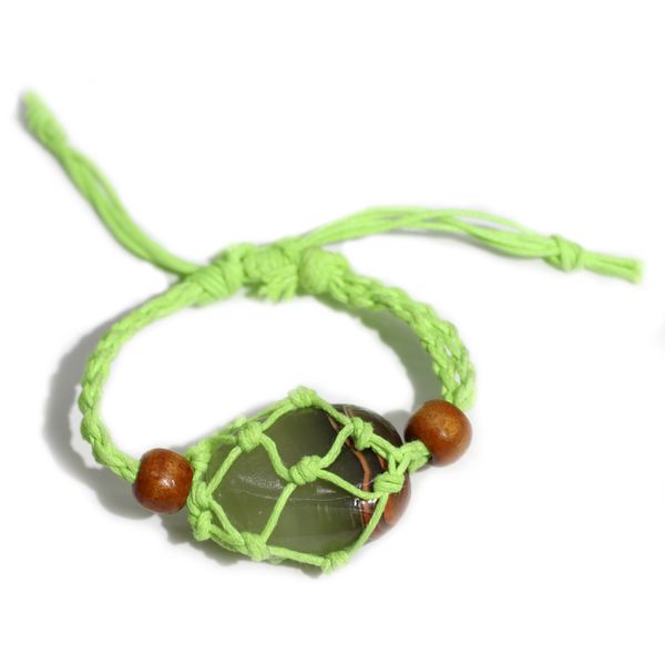 Bracelet en cordon pour pierres précieuses 20-28 cm/7,8-11 pouces - Vert
