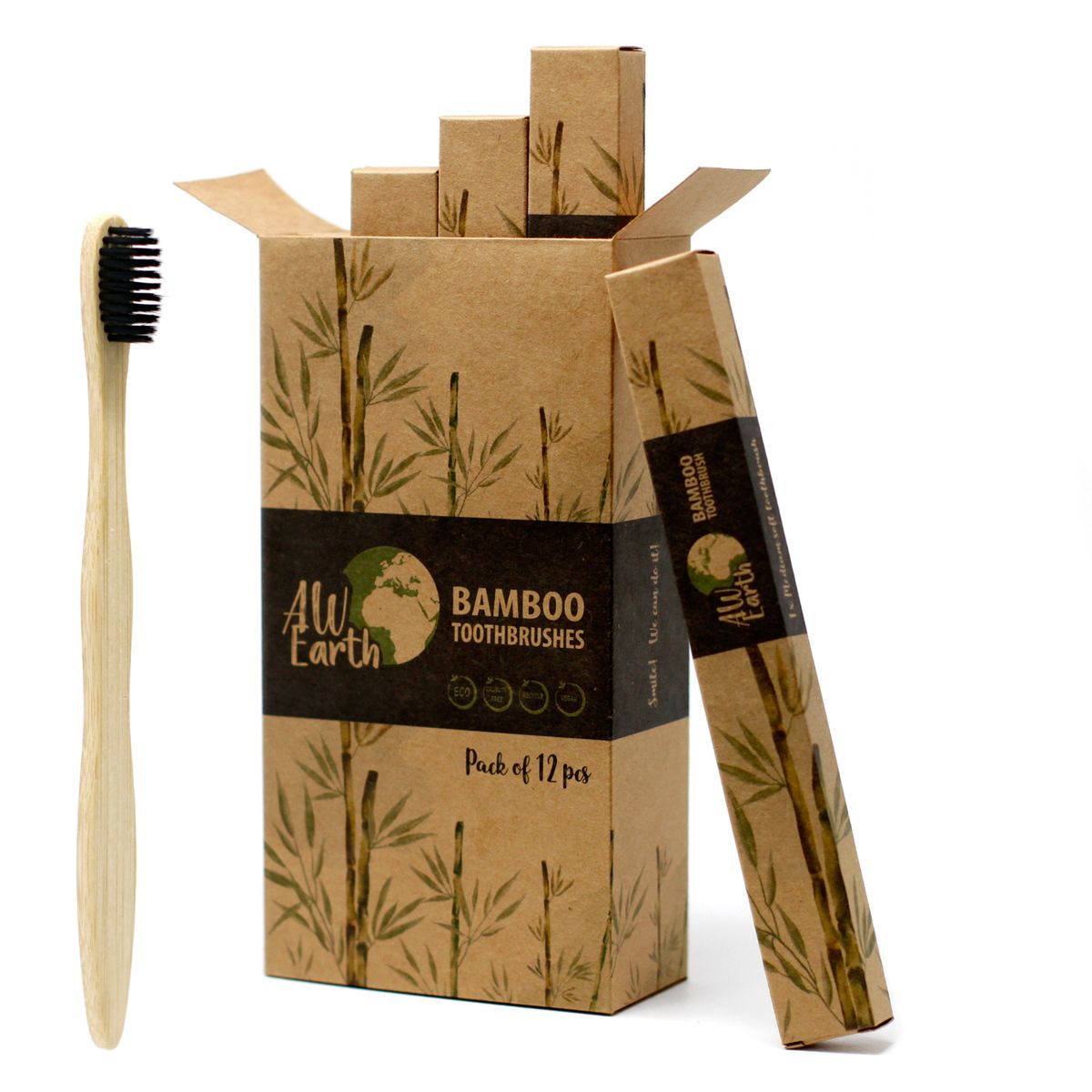Escova de dentes de bambu - Carvão