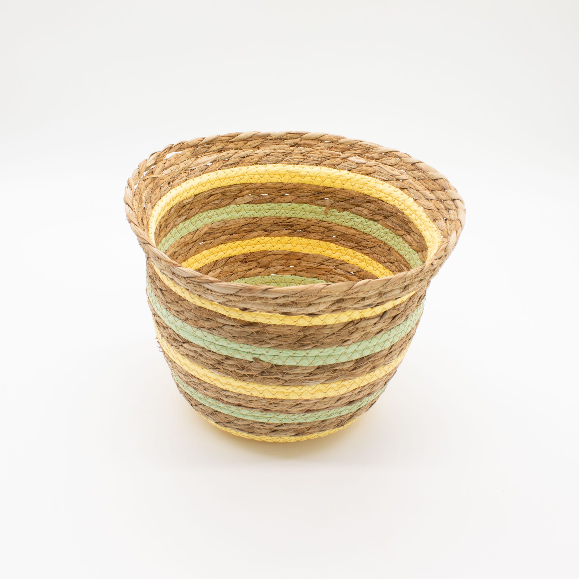 Vasformade Korgar i Sjögräs & Halm – Naturlig Gul & Grön - Set om 3
