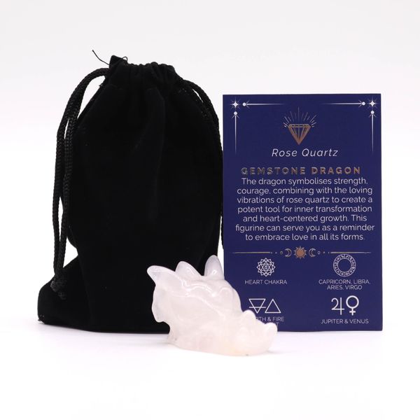 Cabeça de Dragão Pequena de Pedras Preciosas - Quartzo Rosa - 45x30x28mm