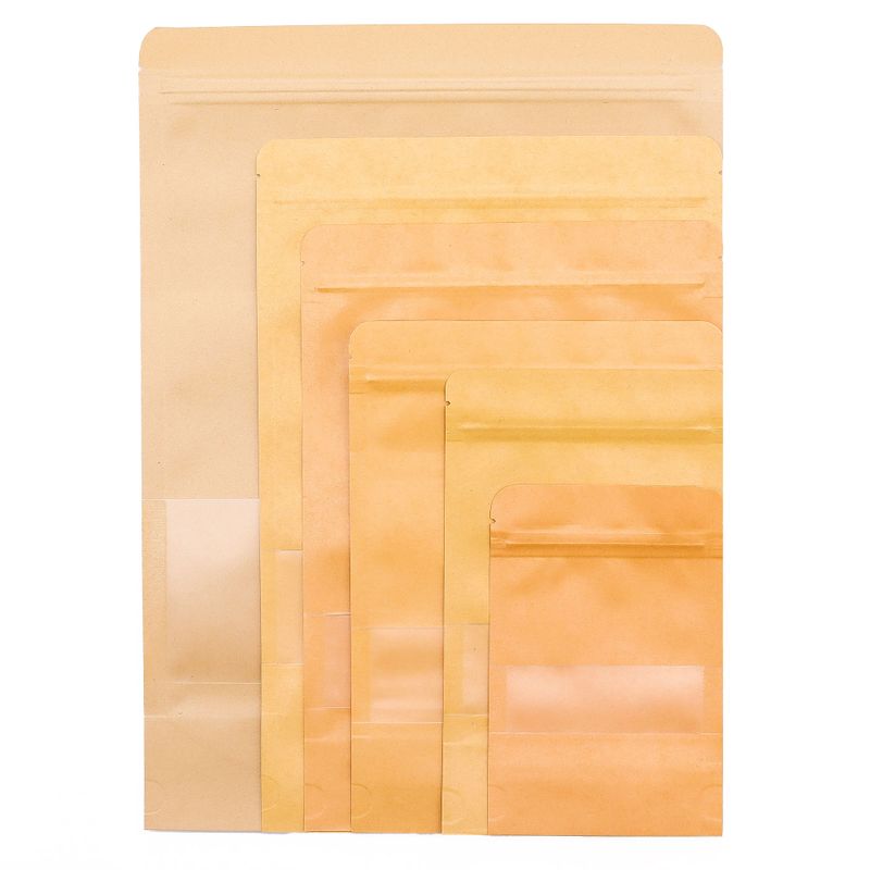 10x Squat Kraft Window Bags 10x20cm