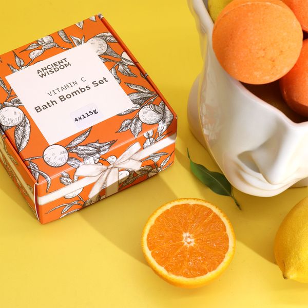 Coffret de bombes de bain à la vitamine C piquante – Quatuor d'aromathérapie