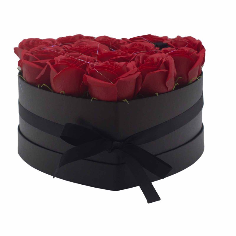 Coffret Cadeau de Fleurs de Savon - 13 Roses Rouges - Coeur