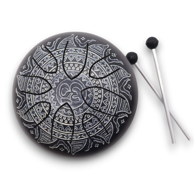 Tambour Tongue Drum en Acier OM Mandala Gravé - 16 cm