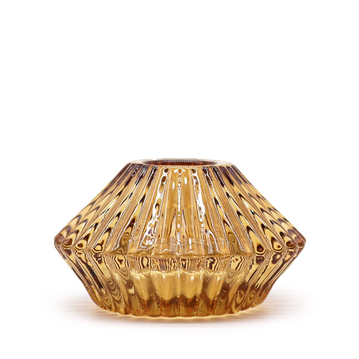 Castiçal reversível com desenho de flor para jantar / vela de chá - Âmbar