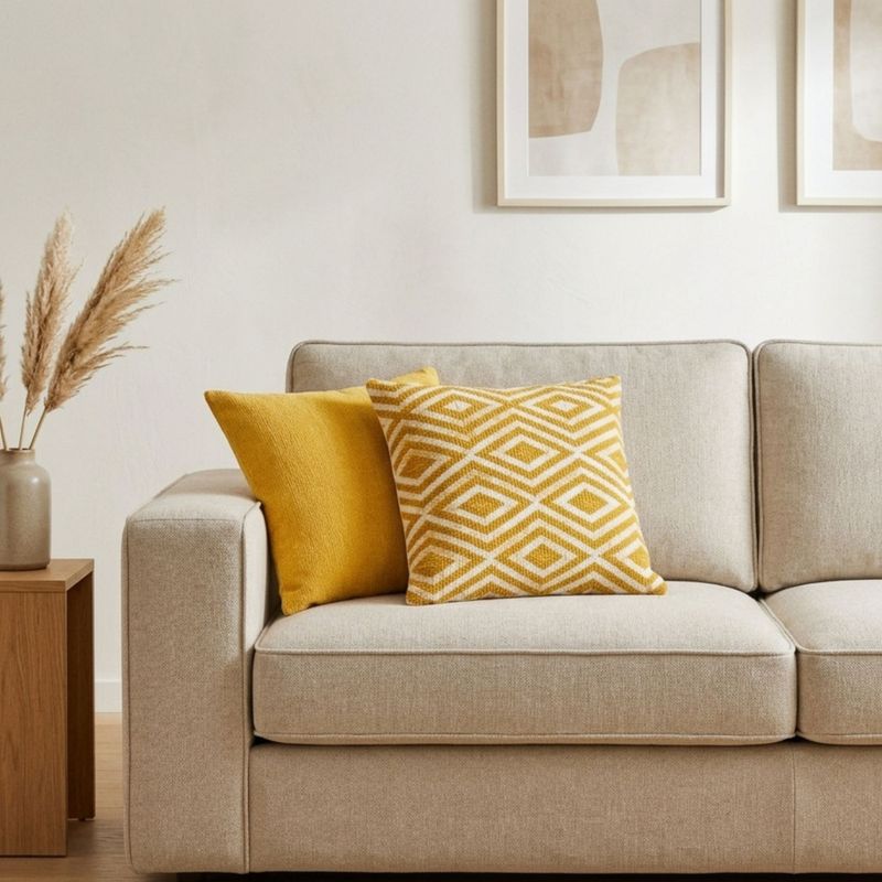 Classic Cushion Cover - Mustard Diamonds- 45x45cm