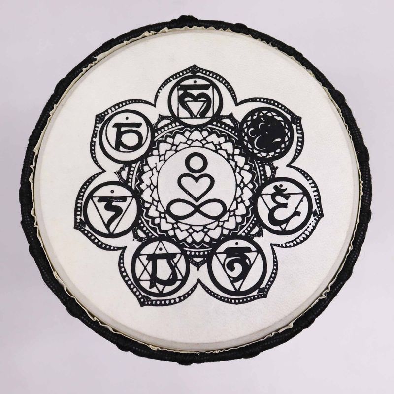 Tambor de Djembe de Topo Largo Feito à Mão  - 30cm