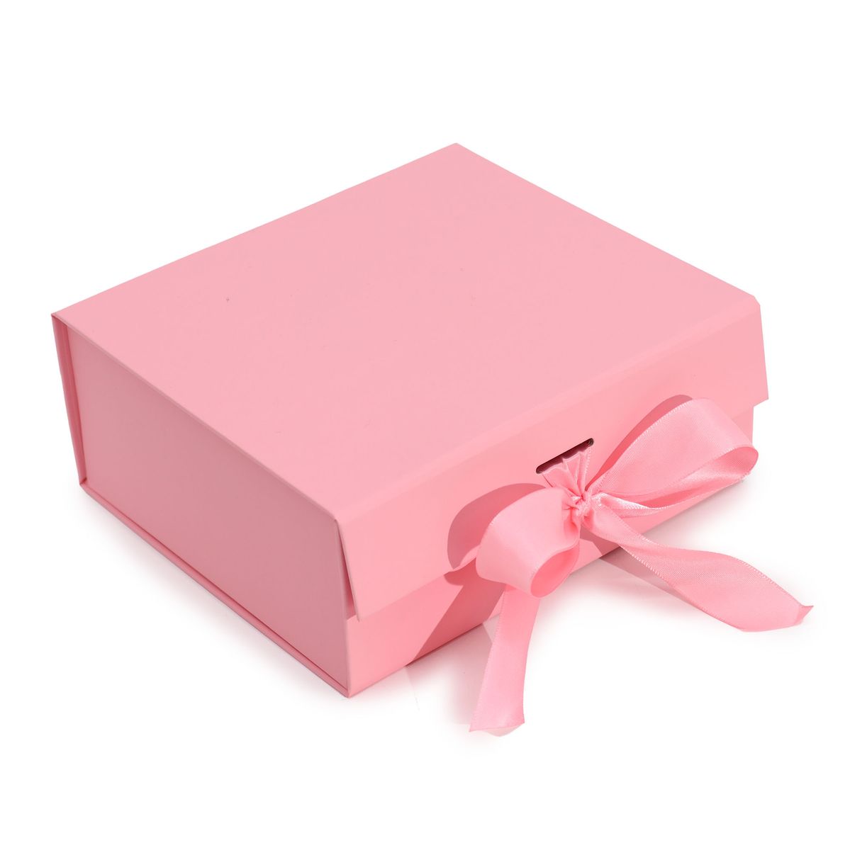 Caixa de presente dobrável com laço 20 x 18,2 x 8 cm - Rosa