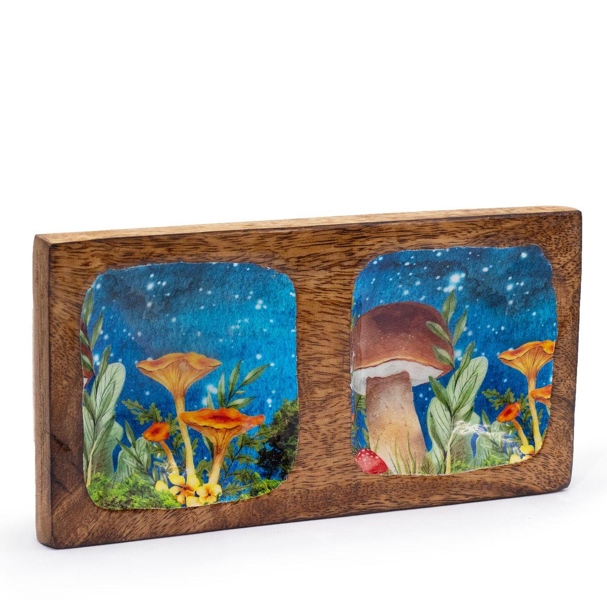 Bandeja dupla 20x10x2,5 cm - Design cogumelo verde-azulado