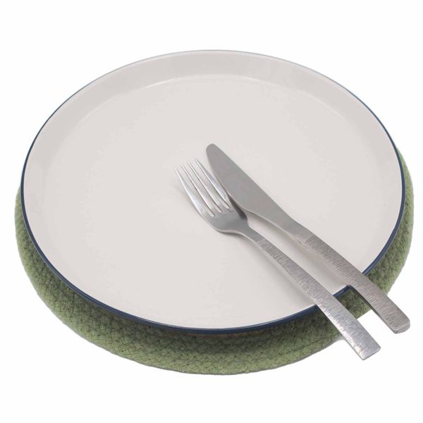 Set de Table Naturel - Jute & Cotton 30cm - Bordure Olive