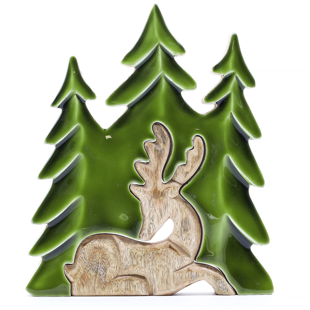 Perdido na Floresta - Veado na floresta 3D Decoração em madeira - 23x20 cm
