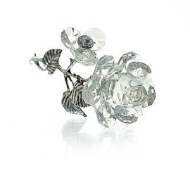 Rose de Cristal avec Tige d'Argent