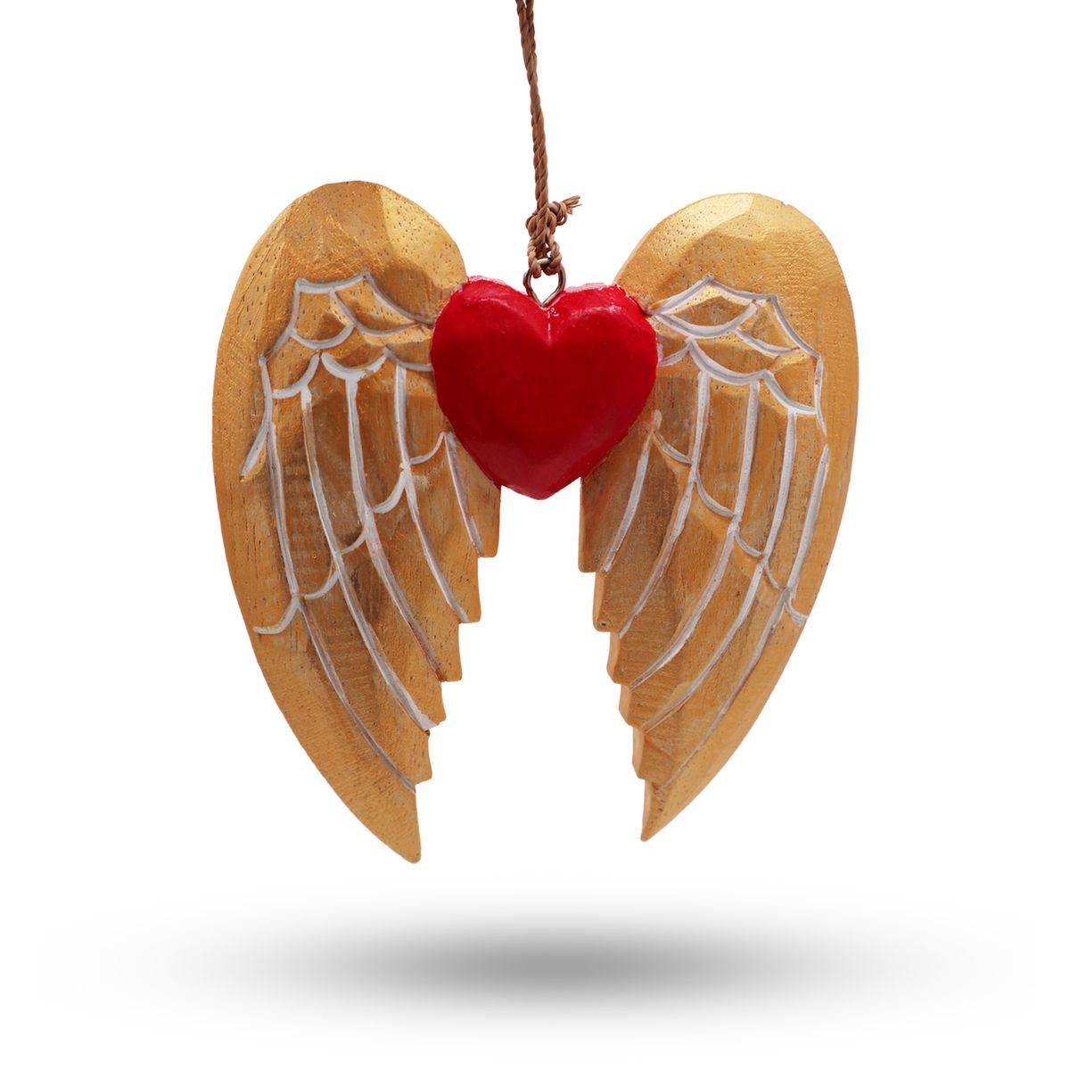 Asa e coração de anjo de Natal dourados - detalhe branco