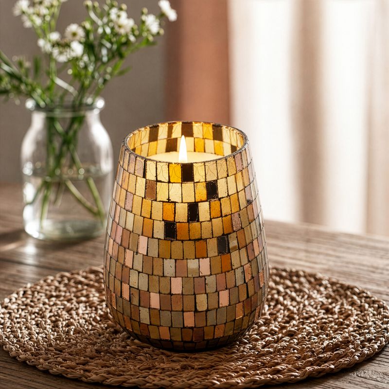 Stort Doftljus i Glasburk - Amber Mosaic