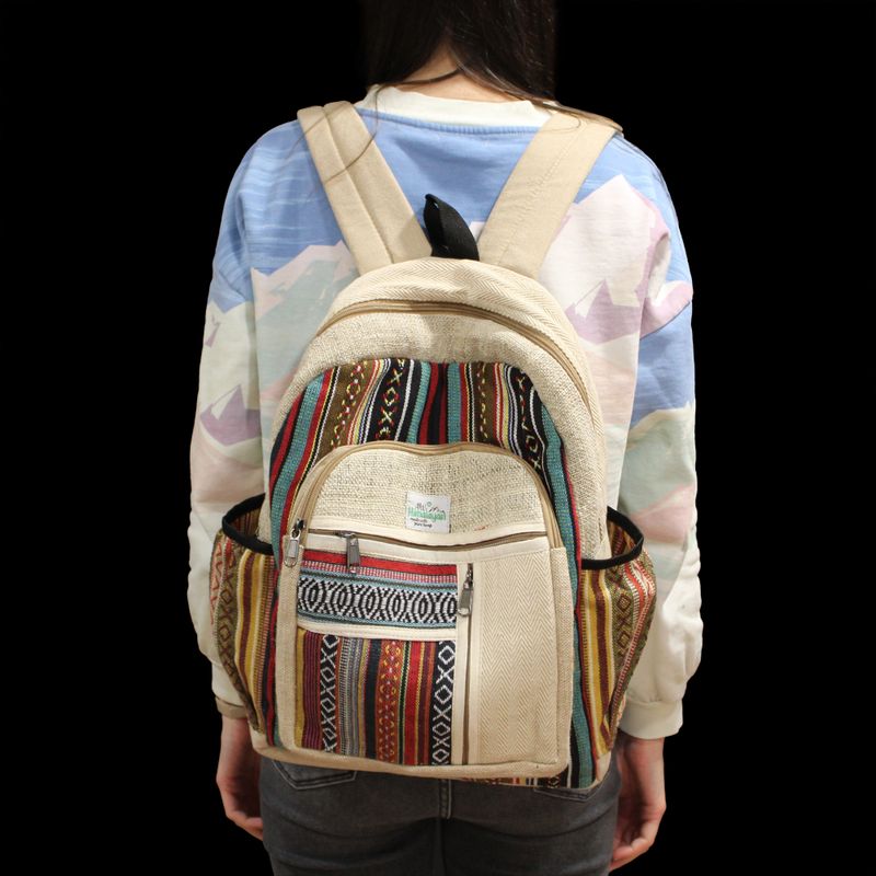 Grand Sac à Dos en Chanvre - Style Zips Droites