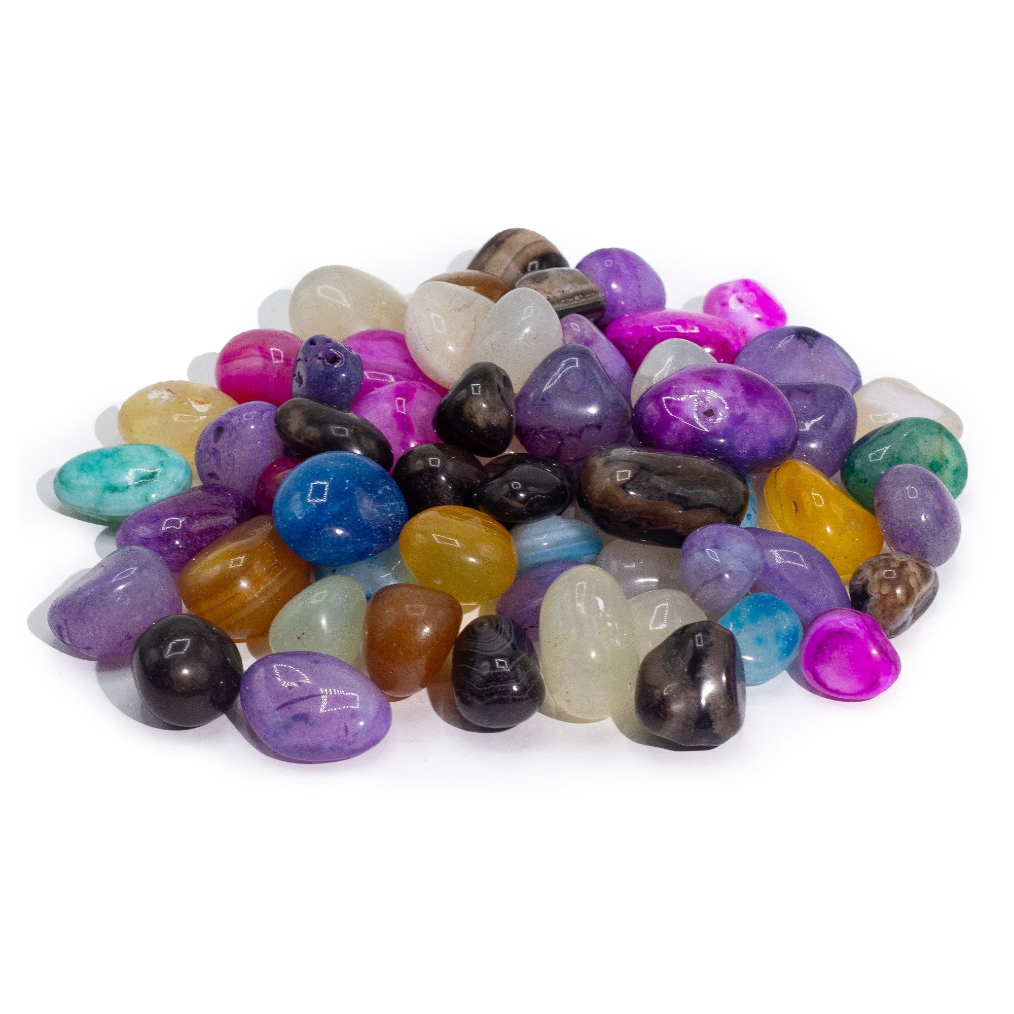 Tumbled Agate Stones - 1kg Pack (approx. 70 Stones) - 7 Mixed Colours