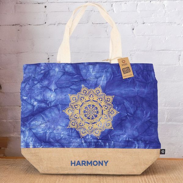 Sac 100% naturel - Bleu délavé - Mandala - Harmonie