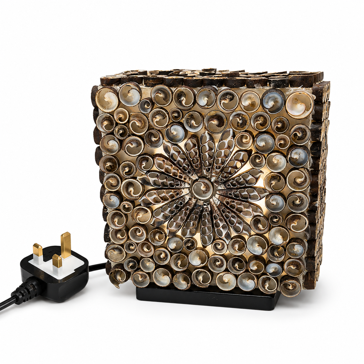 Boho Sea Shell Lamp - Chocolate Twist Square - 15cm (UK)