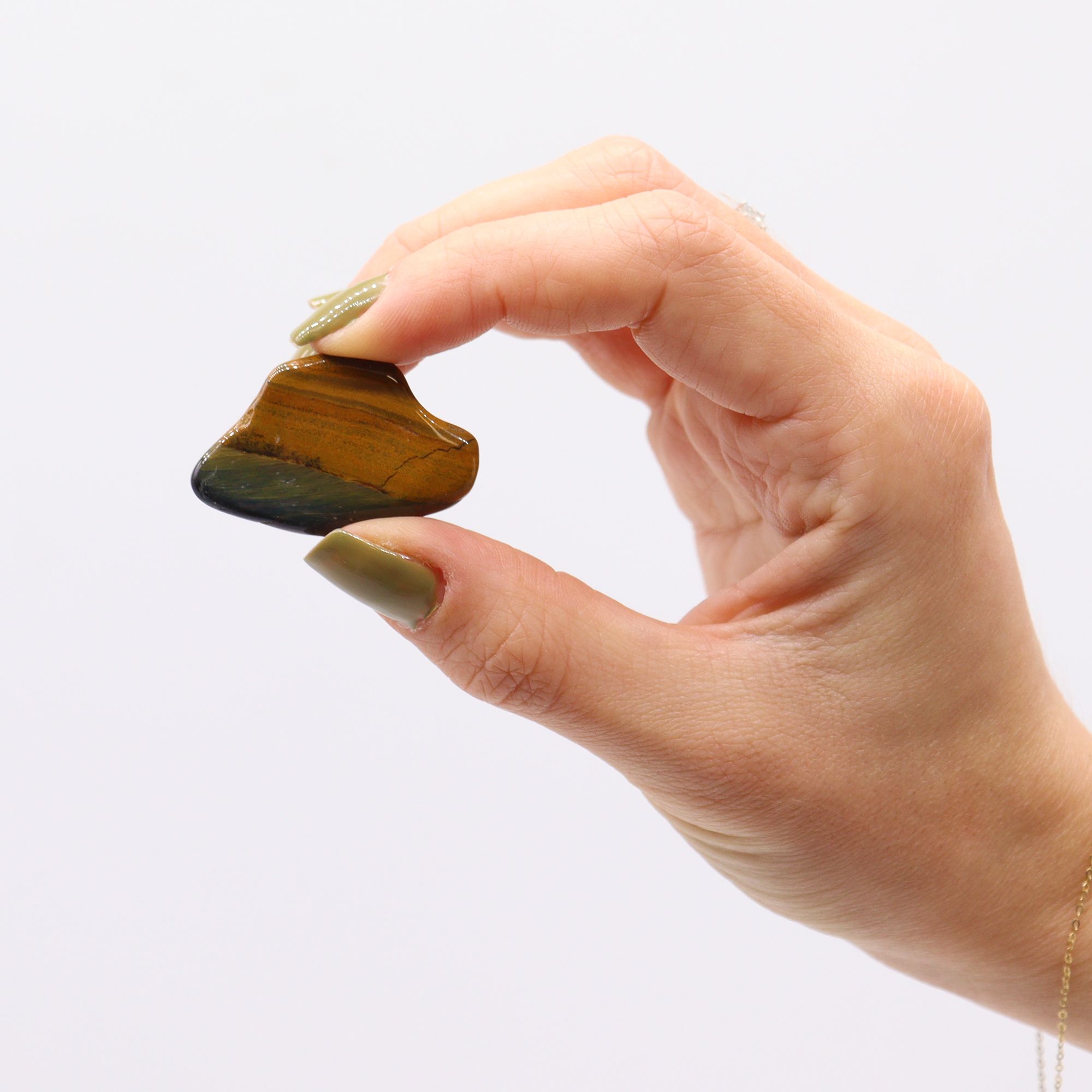 Medium Afrikansk slipad sten - Tigeröga - Blå