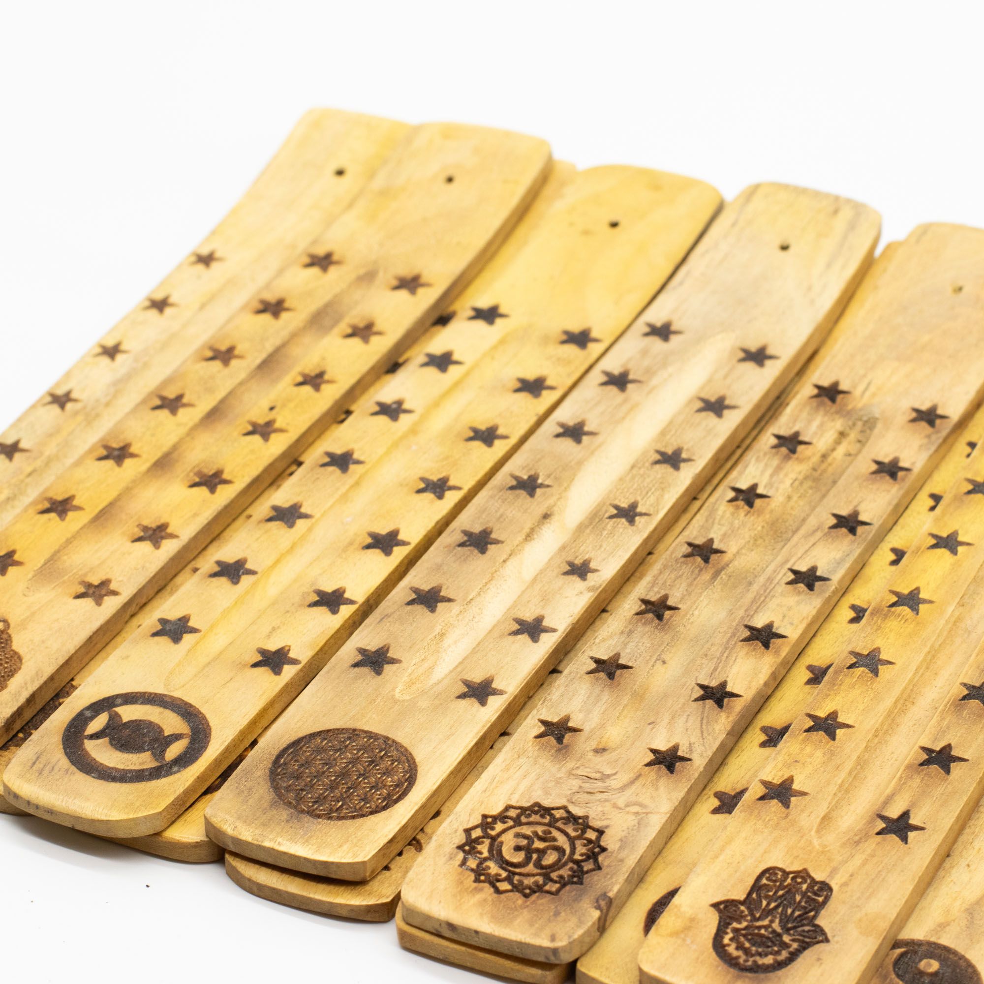 Askfångare i Naturligt Mangoträ - Blandade Esoteriska Motiv