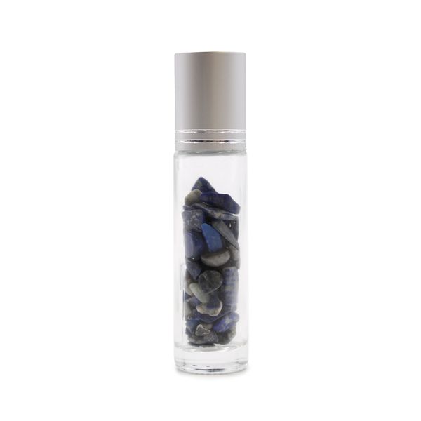 Bouteille Roll-On d'Huile Essentielle avec Gemme - Sodalite - Bouchon Argenté