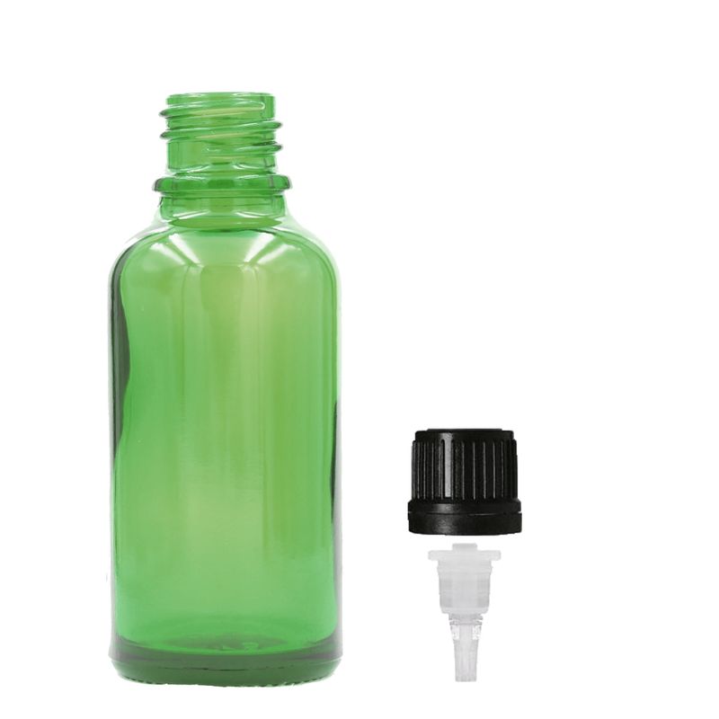 50ml Zelená Skleněná Lahvička - Bez Uzávěru